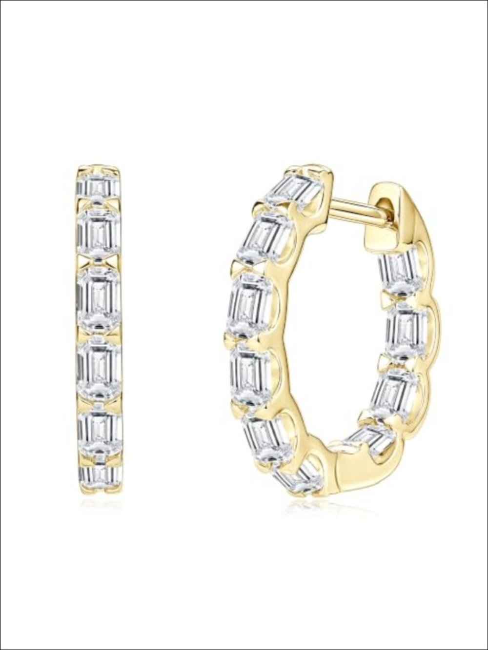 Moissanite Hoop Earrings 14K Gold Plated 1.4CTTW Prong Set Snap Back